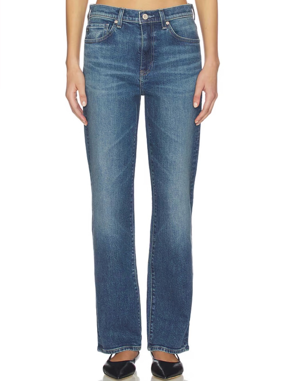 AG Brinley Mid Rise Straight Leg Jeans in Hotel California Dark Wash - Size 27